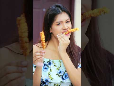 OMG ! Make Spiral Potato Without Machine🥔 Unbelievable😱😱 #youtubeshorts #foodchallenge