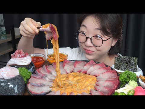 올해 제일 맛있는 방어였다❤️ 해삼알과 내장을 섞어서 츄르릅 ! Mukbang