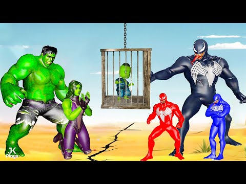 HULK, SHE HULK RESCUE BABY HULK FROM GIANT-SPIDER VENOM | LIVE ACTION STORY