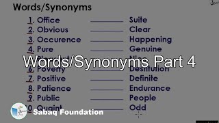 Words/Synonyms Part 4