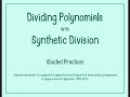 Dividing Polynomials with Synthetic Division Techniques