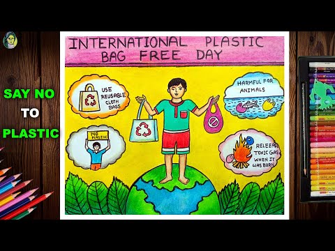 International Plastic Bag Free Day Drawing Easy | Say No To Plastic Poster | Stop Plastic Pollution