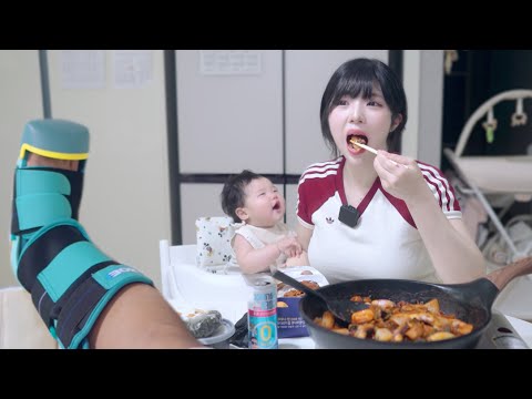 다친 남편 간호와 육아에 지쳐 식욕 폭발한 일본인아내..