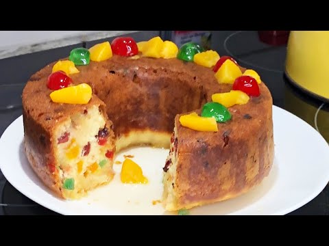 PASTEL de FRUTA  JUGOSO 🍒  un rico PAN de fruta ENVINADO  Postre  para tu Cena de Navidad