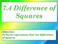 Exploring the Difference of Squares