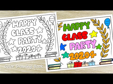 Happy Class Party Poster Drawing, Class Party Poster Making, Poster Art