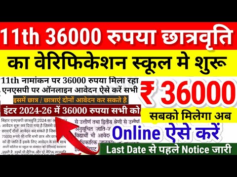 11th एडमिशन वाले को 36000 रुपया का verification शुरू | Bihar NSP Scholarship 2024 Online Last Date