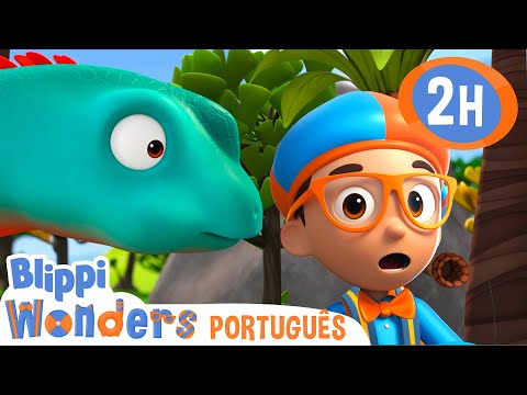 Blippi Encontra o Maior Dinossauro de SEMPRE 🟠 MARATONA DO BLIPPI 🔵 Desenhos Animados em Português