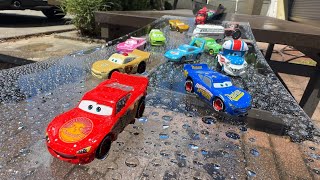 Disney Cars Tomica Summer Water Fun ☆ Have fun on our handmade water slide course!
