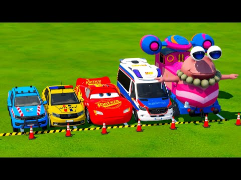 TRANSPORTING POLICE CARS. AMBULANCE, FIRE DEPARMENT VEHICLES WITH MAN TRUCKS TO THE GARAGE ! FS22