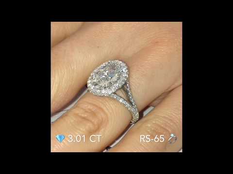 3 ct Oval Diamond w/Halo and Split Band