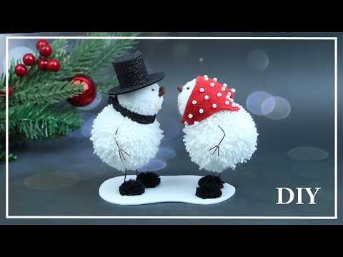 Самая милая пара Снеговиков из Помпонов ⛄ Идея подарка или украшения🎄 Pompom snowmans DIY NataliDoma