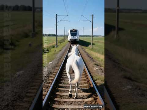 Horse stopped the train and saved hundreds of people 😭 #ai #horse #animals