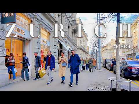 ZURICH SWITZERLAND 🇨🇭 Bahnhofstrasse Currently walking tour / City Center 4K 60fps HDR