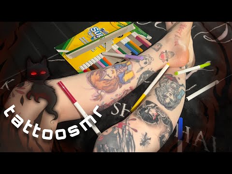 ASMR / Tracing My (new) Tattoos With Markers