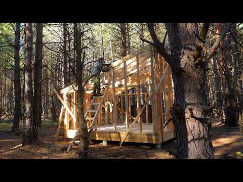 Handcrafted Forest Cabin, Simple Off-Grid Living (short version)