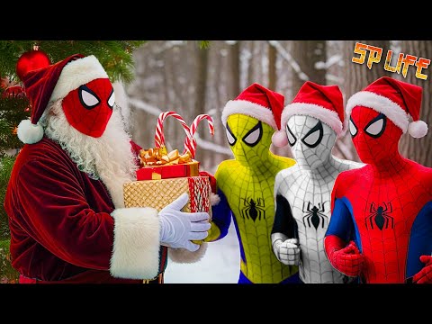 SPIDERMAN ACCIÓN EN VIVO: Muchos Spiderman luchan en el día de Navidad de los superhéroes | Spider