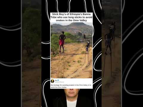 Stick Boy’s of Ethiopia’s Banna Tribe who use long sticks to avoid snakes in the Omo Valley
