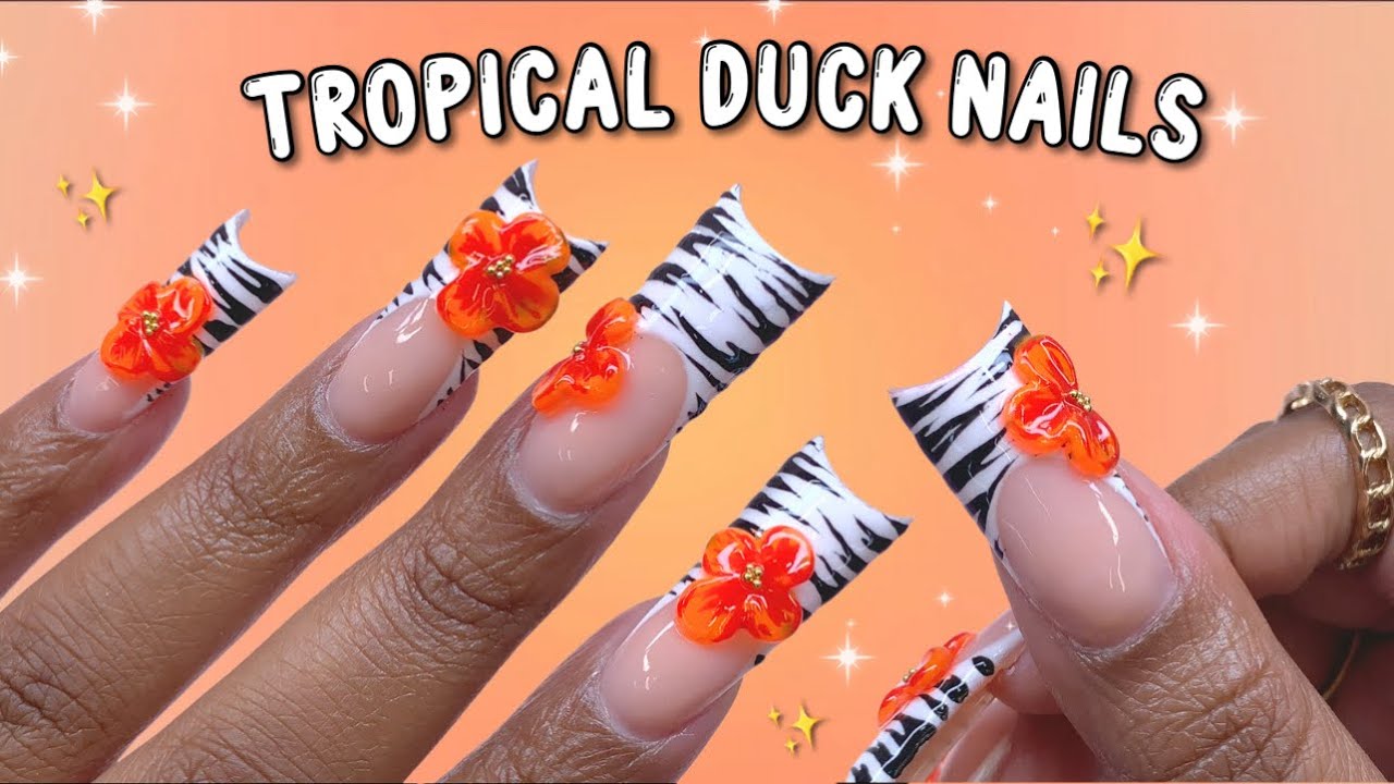 TROPICAL ANIMAL PRINT DUCK NAILS  THE BEST TIP FOR PERFECT DUCK NAILS | EASY NAIL ART