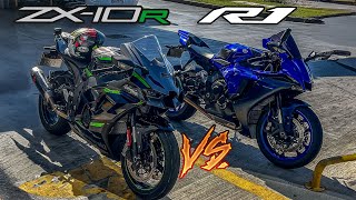 R1 vs ZX10R ROLL! | MOTOVLOG #198