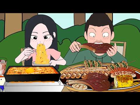위험한 캠핑 먹방 (바베큐 & 라면)