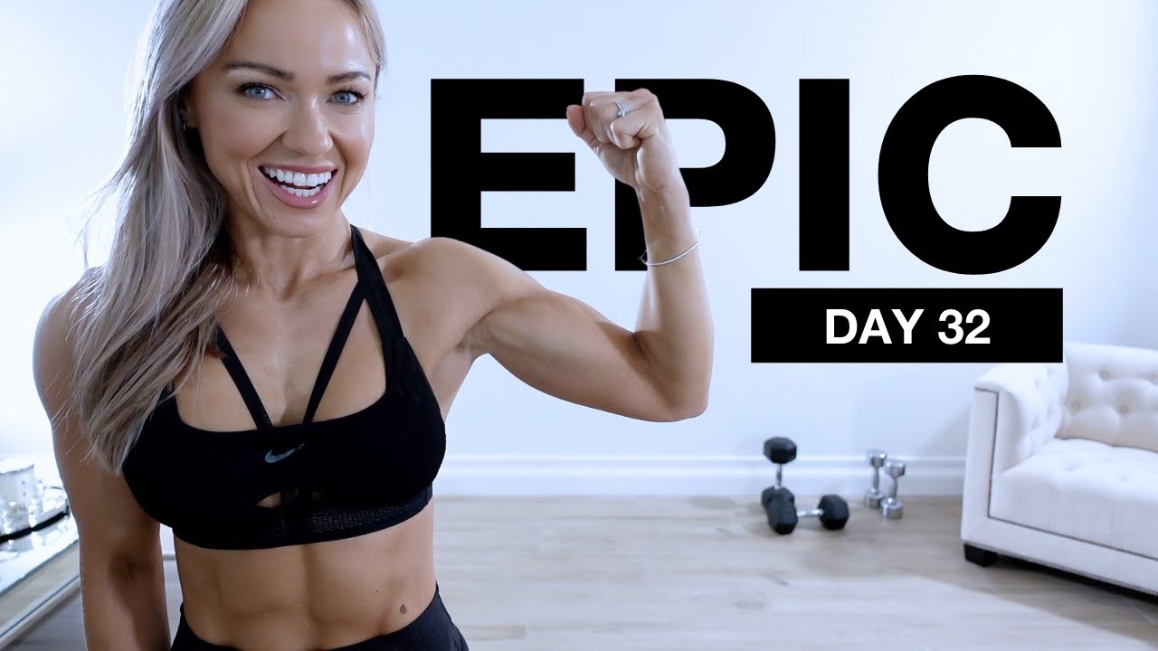 Day 32 of EPIC - Obliques & Shoulder Workout with Dumbbells - Caroline Girvan