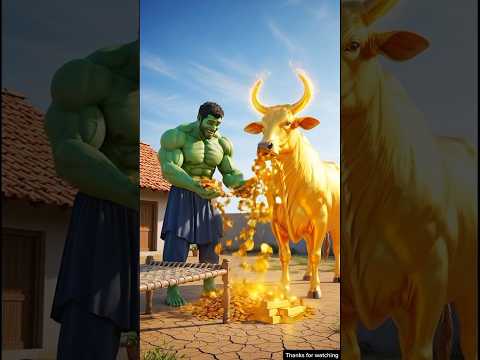 Hulk found surprising gifts inside the golden egg !! #hulk #egg #ai #cow
