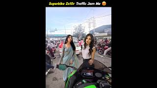 Traffic Jam Me Fas Gyi 😂 Superbike Zx10r 🔥 Crazy Reaction Public 😍 Cute Girl Reaction