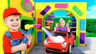 Oliver's BIG Car Wash Adventure with a New Worker