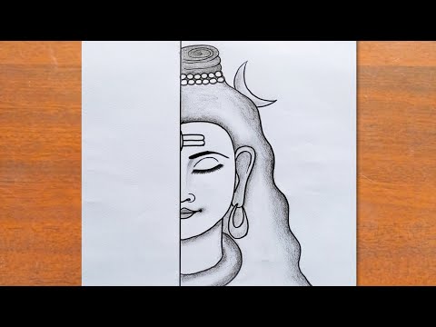 Lord Shiva Drawing / How to Draw Lord Shiva With Pencil Easy Steps / Mahadev Half Face Drawing Easy