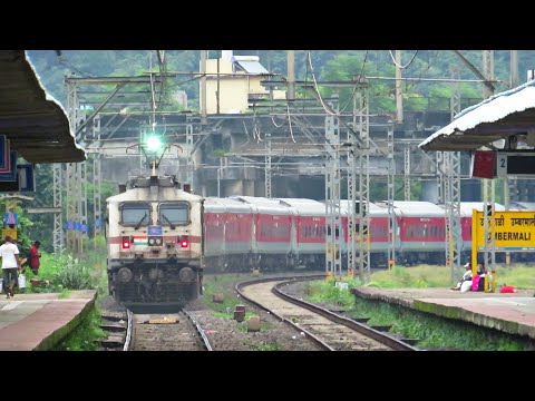 Sparking WAP-7 ⚡on Sharp S-CURVE || Push-Pull CSMT RAJDHANI EXPRESS !!
