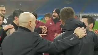 milan huge celebration after the big win against lazio