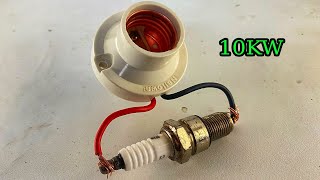 Amazing How to make 10kw free electricity energy at home with spark plug 100%