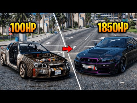 RESTAURO UN NISSAN R34 DE 100 HP A 1850HP en GTA RP