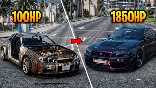 RESTAURO UN NISSAN R34 DE 100 HP A 1850HP en GTA RP