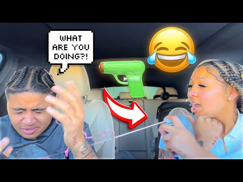 Spraying silly string in my husband’s face every time he talks 😂