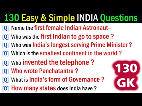 130 Easy & Simple INDIA Questions and Answers | India General Knowledge Questions and Answers Quiz