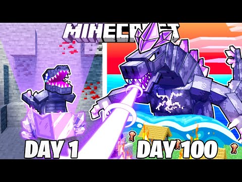 I Survived 100 DAYS as a AMETHYST GODZILLA in Minecraft!