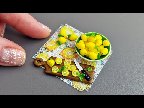 Miniature lemons in a bowl/Sliced ​​lemons on a board🍋🍋🍋Polymer clay\DIY\Tutorial\