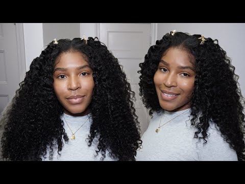 HOW I BLEND MY STRAIGHT HAIR WITH CURLY HAIR , EASI CONTOUR VPART WIG| BEAUTYFOREVER