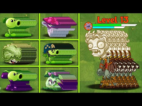 PVZ 2 Challenge 100 Plants Max Level vs 5 Bust Head Zombies Level 13 - Who Will Win?