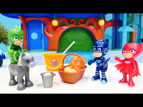 Warum reitet Gekko auf einem Esel? - Pyjamahelden Spielzeugvideo - PJ Masks auf Deutsch