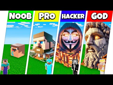 Minecraft Battle: NOOB vs PRO vs HACKER vs GOD: INSIDE HEAD HOUSE BASE BUILD CHALLENGE / Animation