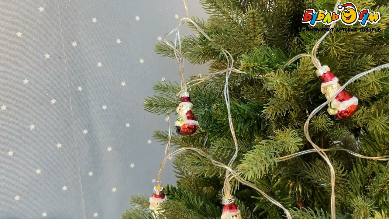 Гирлянда электрическая Дед Мороз мини теплый свет 3м - видео Гирлянда электрическая Дед Мороз мини теплый свет 3м - видео