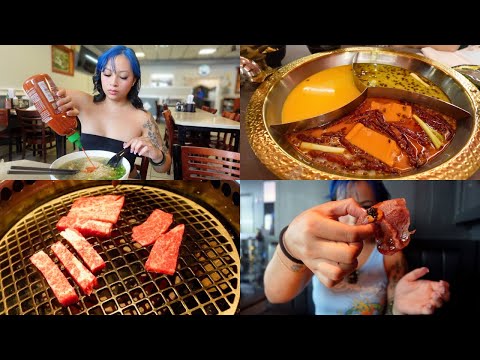 EATING ONLY ASIAN FOOD🍜 (Japanese BBQ, Pho, Hotpot)