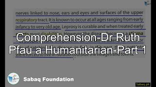 Dr Ruth Pfau a Humanitarian-Comprehension-Part 1