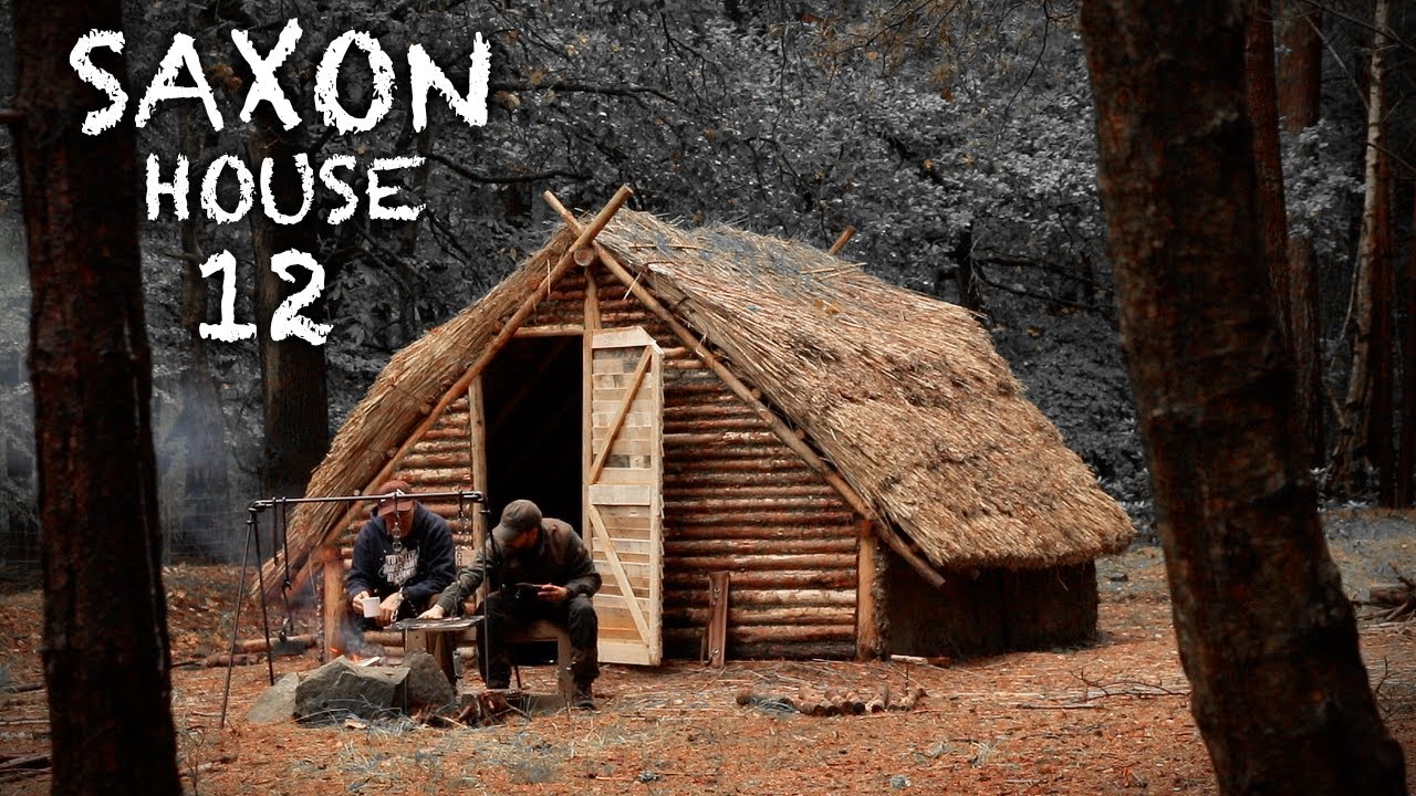Building a Thatch Roof House with Hand Tools: Bushcraft Saxon Shelter (PART 12)
