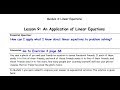 Linear Equations and Problem Solving
