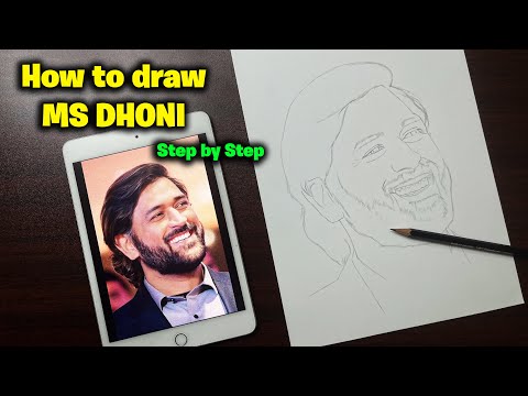 How to draw MS Dhoni Step by Step // full sketch outline tutorial for beginners