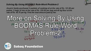 More on Solving By Using BODMAS Rule-Word Problem-2